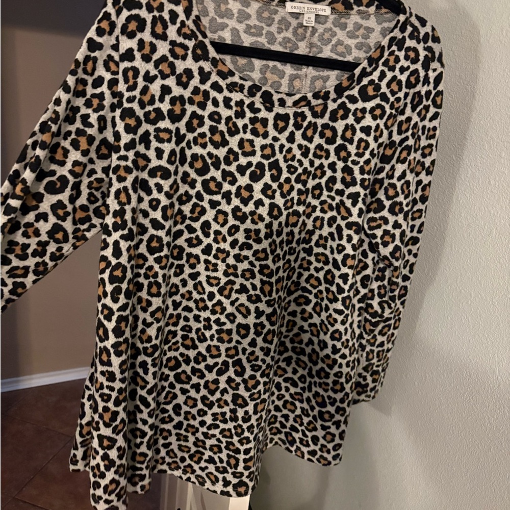 Michael Kors Leopard Print Top - Black, Brown, Cream